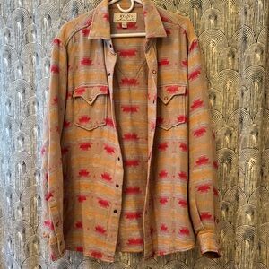 Ryan Michael Western Shirt with Red and Tan Pattern